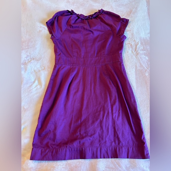Ann Taylor Loft purple/plum button up cotton dress size 12 - Picture 2 of 9